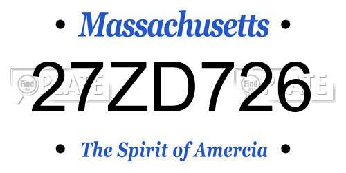 27ZD726 Massachusetts License Plate