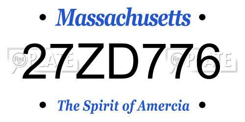 27ZD776 Massachusetts License Plate