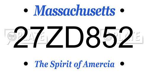 27ZD852 Massachusetts License Plate