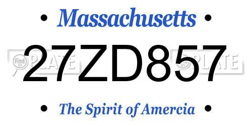 27ZD857 Massachusetts License Plate
