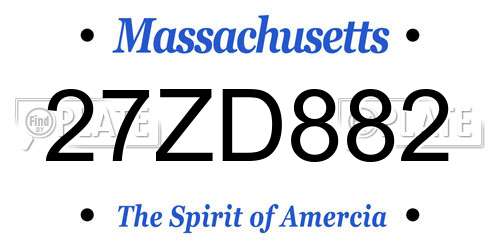 27ZD882 Massachusetts License Plate