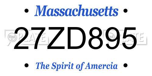 27ZD895 Massachusetts License Plate