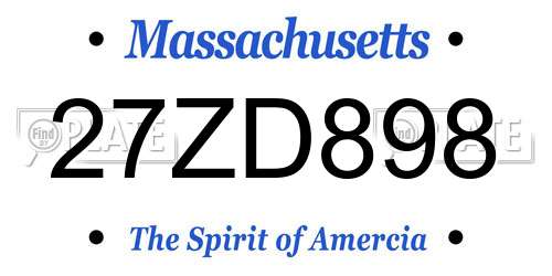 27ZD898 Massachusetts License Plate