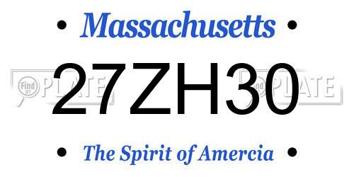 27ZH30 Massachusetts License Plate