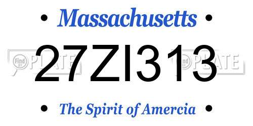 27ZI313 Massachusetts License Plate