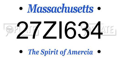 27ZI634 Massachusetts License Plate