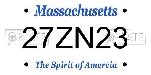 27ZN23 Massachusetts License Plate