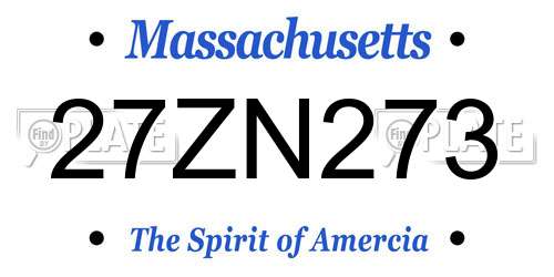 27ZN273 Massachusetts License Plate
