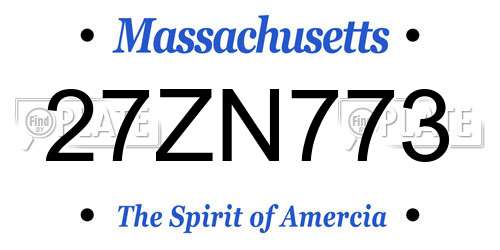 27ZN773 Massachusetts License Plate