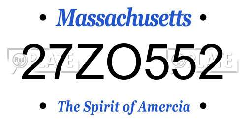 27ZO552 Massachusetts License Plate