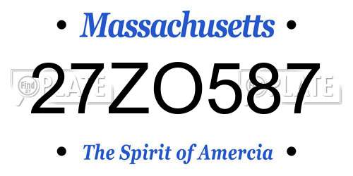 27ZO587 Massachusetts License Plate