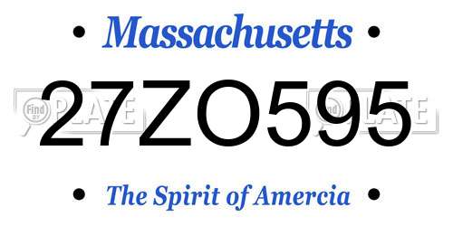 27ZO595 Massachusetts License Plate