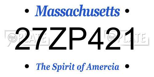27ZP421 Massachusetts License Plate
