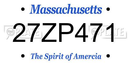 27ZP471 Massachusetts License Plate