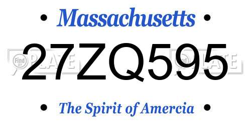 27ZQ595 Massachusetts License Plate
