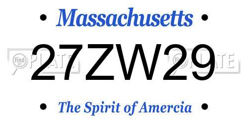 27ZW29 Massachusetts License Plate