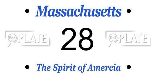 28 Massachusetts License Plate