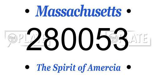 280053 Massachusetts License Plate
