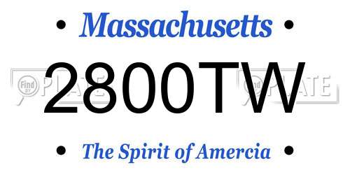 2800TW Massachusetts License Plate