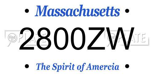 2800ZW Massachusetts License Plate