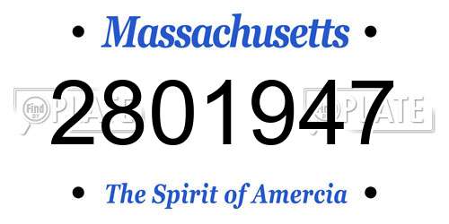 2801947 Massachusetts License Plate