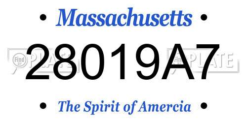 28019A7 Massachusetts License Plate