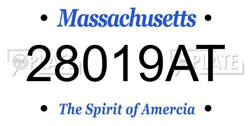 28019AT Massachusetts License Plate