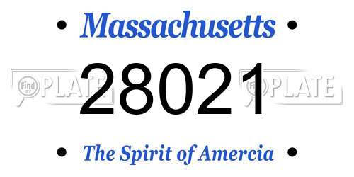 28021 Massachusetts License Plate