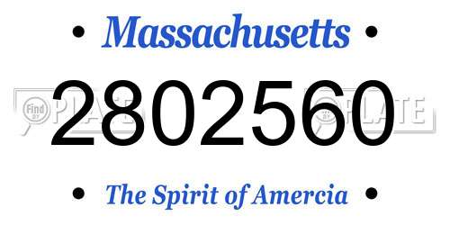 2802560 Massachusetts License Plate