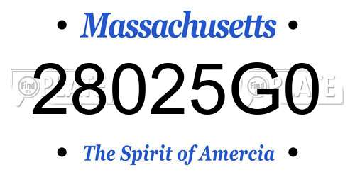 28025G0 Massachusetts License Plate