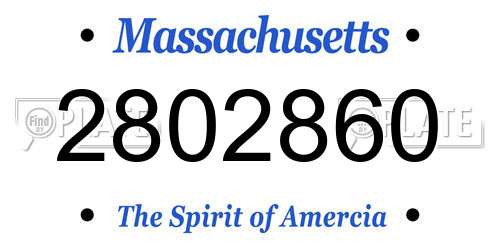 2802860 Massachusetts License Plate