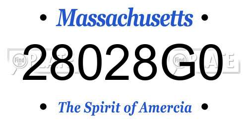 28028G0 Massachusetts License Plate