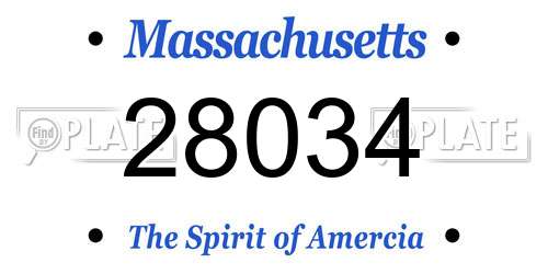 28034 Massachusetts License Plate