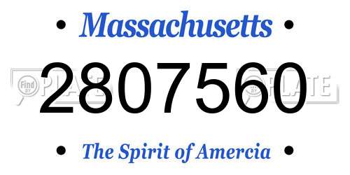 2807560 Massachusetts License Plate