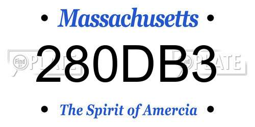 280DB3 Massachusetts License Plate