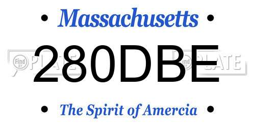 280DBE Massachusetts License Plate