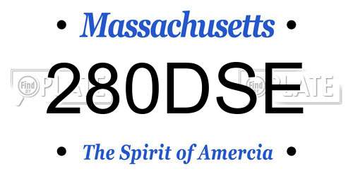 280DSE Massachusetts License Plate