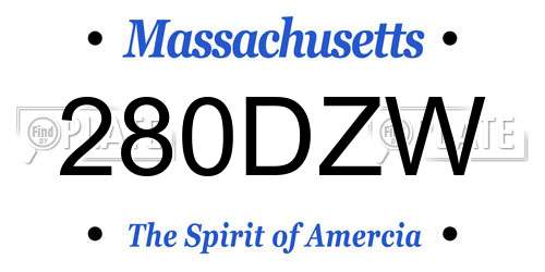 280DZW Massachusetts License Plate