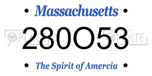 280O53 Massachusetts License Plate