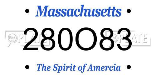 280O83 Massachusetts License Plate