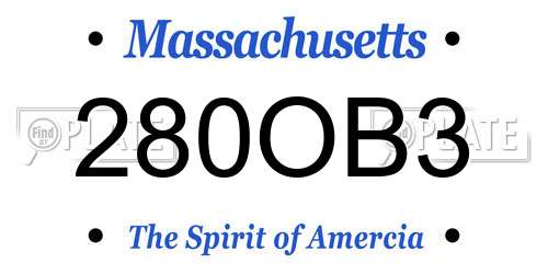 280OB3 Massachusetts License Plate