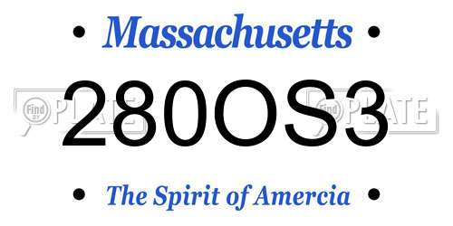 280OS3 Massachusetts License Plate