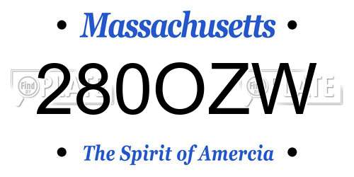 280OZW Massachusetts License Plate