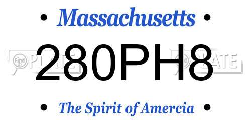 280PH8 Massachusetts License Plate