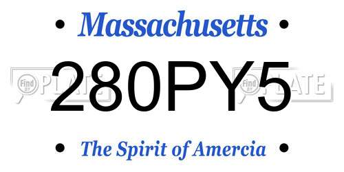 280PY5 Massachusetts License Plate