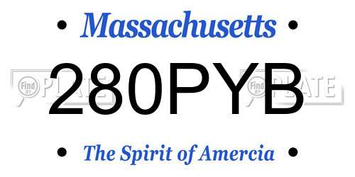 280PYB Massachusetts License Plate