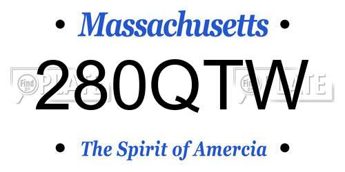 280QTW Massachusetts License Plate