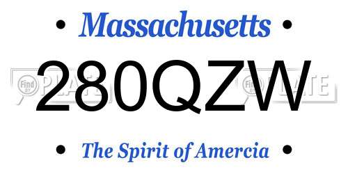 280QZW Massachusetts License Plate