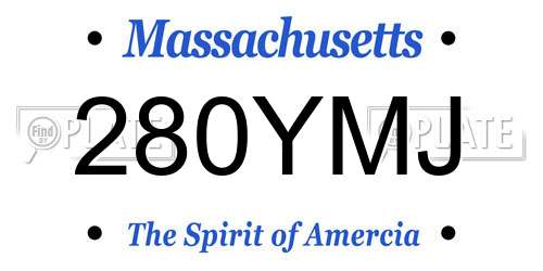280YMJ Massachusetts License Plate