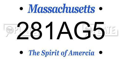 281AG5 Massachusetts License Plate